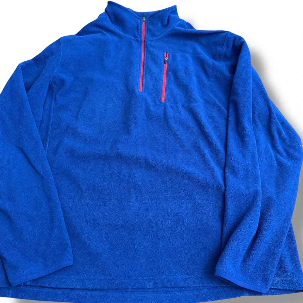 Eddie Bauer‎ Mens Blue Fleece 1/4 Zip Pullover Sweatshirt Top XXL Collard Pocket